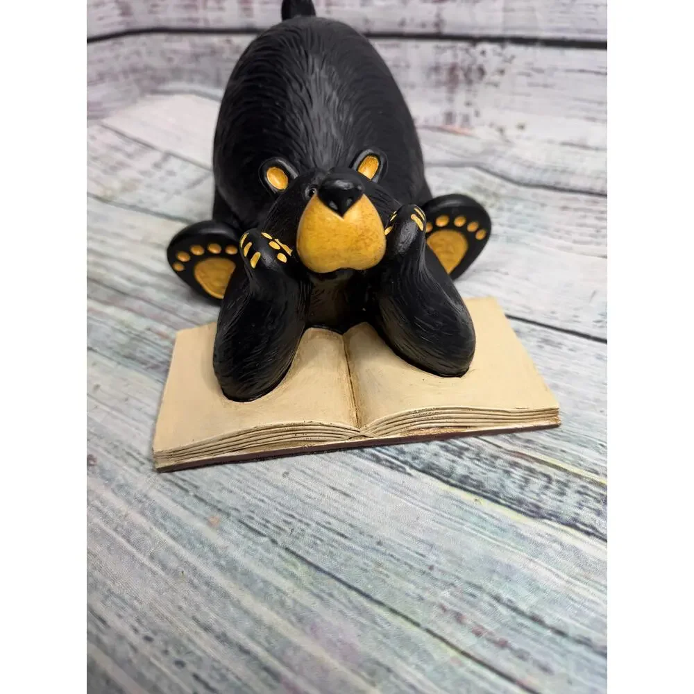 Bearfoots Black Bear Bookend Jeff Fleming Demdaco Reading Book Cabin Decor